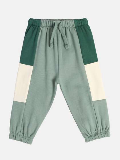 MINI KLUB Boys
                    Colourblocked Mid-Rise Cotton Jogger Trousers