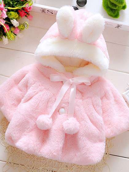 YK Girls Hooded Self
                    Design Sherpa Jacket