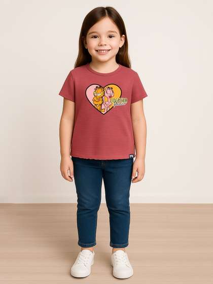 YK X Minute Mirth Girls
                    Garfield Printed T-Shirt