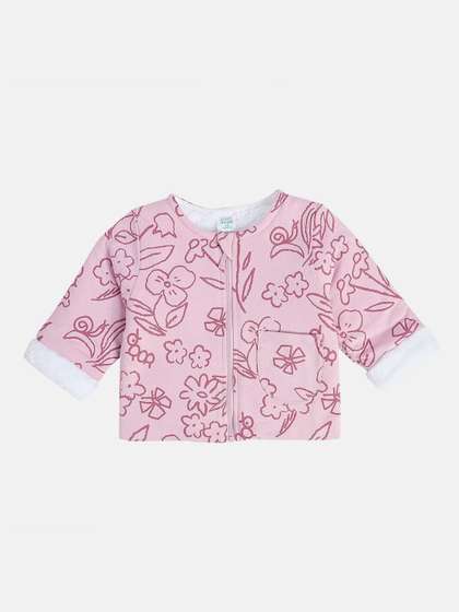 MINI KLUB Girls
                    Collarless Floral Pure Cotton Tailored Jacket
