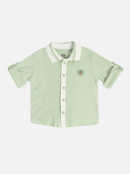 MINI KLUB Boys Spread
                      Collar Short Sleeves Pure Cotton Shirt