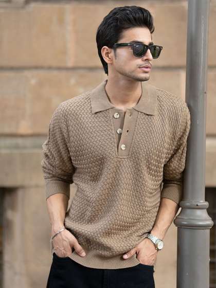 Powerlook Men Knit
                      Self Design Sweaters
