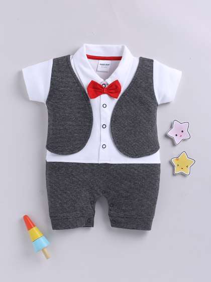 Moms Love Infant Boys
                    Colourblocked Pure Cotton Rompers