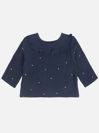 MINI KLUB Girls Polka
                      Dot Printed Pure Cotton Top