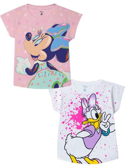 YK Disney Girls Pack
                      of 2 Round Neck Top