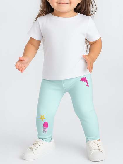 Nauti Nati Girls Sea
                    Creature Printed Cotton Leggings