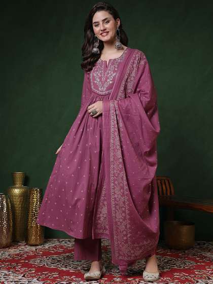 GULMOHAR JAIPUR
                        Women Embroidered Regular Pure Cotton Kurta With
                        Palazzos & Dupatta