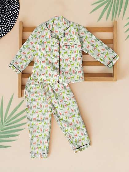 THE WEAVERS SHOP BY
                      RAAVI Unisex Kids Printed Nightdress