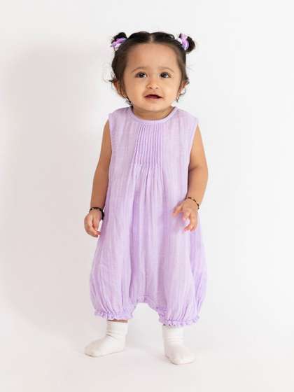 haus & kinder Kids
                      Cotton Baby Lilac Cloud Romper, Grey, 9-12 Months