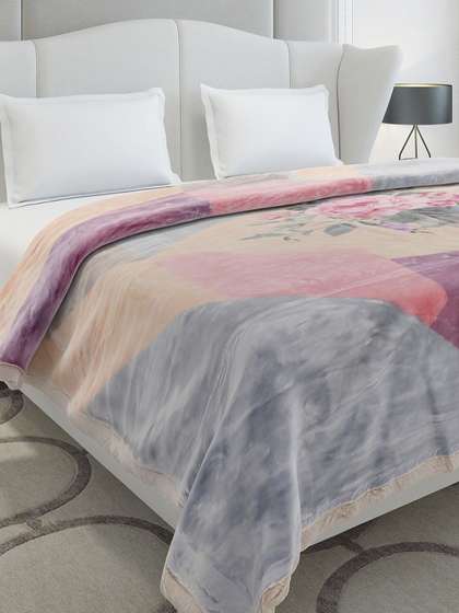 Monte Carlo Vista
                        Plus Pink & Grey Printed Heavy Winter Double
                        Bed Blanket 909 GSM