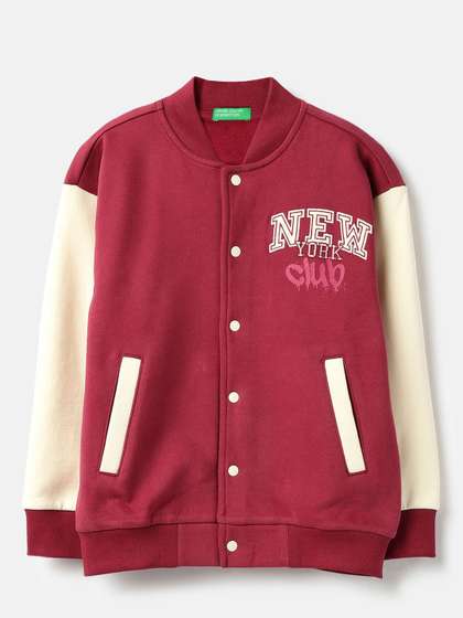 United Colors of
                      Benetton Boys Stand Collar Typography Bomber
                      Jacket
