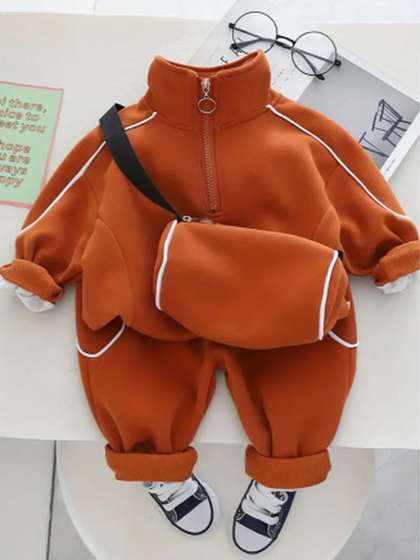 YK Unisex Kids Half-Zip
                    Sweatshirt and Joggers With Sling Bag