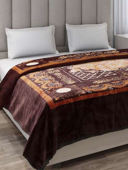 Monte Carlo Roman
                        Plus Brown & Cream Colored Heavy Winter
                        Double Bed Blanket 530 GSM