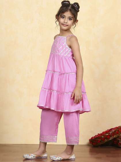 Biba Girls Embroidered
                    Regular Gotta Patti Pure Cotton Kurta with Palazzos