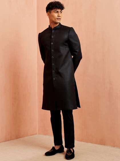 VASTRAMAY Mandarin
                        Collar Sherwani Set
