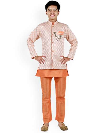 Sangria Boys
                        Geometric Jacquard Sherwani Set