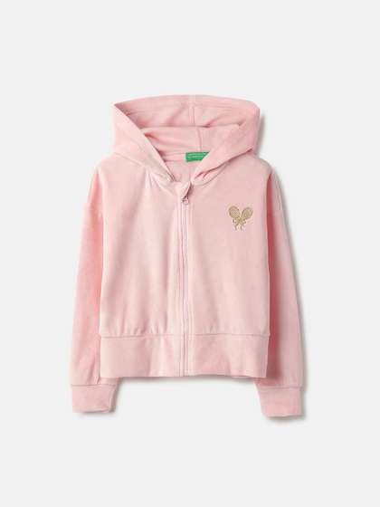 United Colors of
                    Benetton Girls Hooded Typography Bomber Jacket