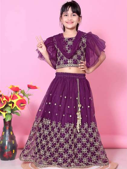 satyamfab Girls
                    Embroidered Thread Work Ready to Wear Lehenga &
                    Blouse With Dupatta