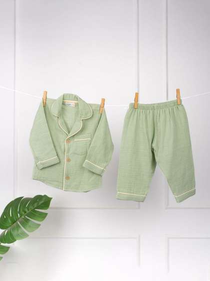 A Toddler Thing Kids
                    Pure Cotton Sprouty - Crinkled Muslin Shir &
                    Pyjamas Night suits