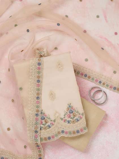 Koskii Women Ethnic
                        Motifs Embroidered Thread Work Unstitched Dress
                        Material