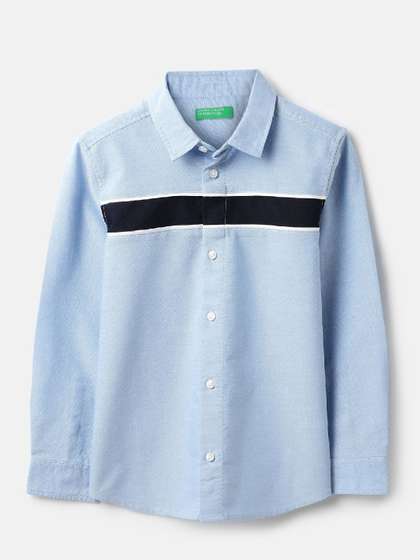United Colors of
                      Benetton Boys Solid Spread Collar Cotton Casual
                      Shirt