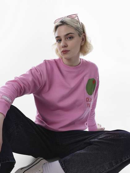 ONLY Women Graphic
                          Printed Round Neck Oversized Pullover
                          Sweatshirt