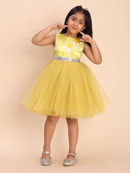 Toy Balloon kids Girls
                    Floral Applique Tulle Fit & Flare Dress