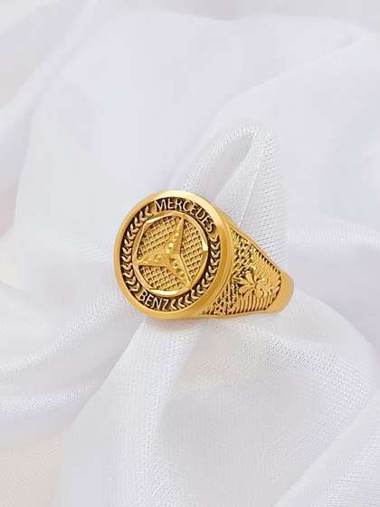 Saizen Men Gold Plated
                    & Mercedes Benz Logo Finger Ring