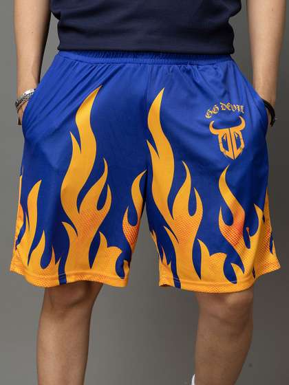 GO DEVIL Men Graphic
                        Printed Regular Fit Mid-Rise Sports Shorts