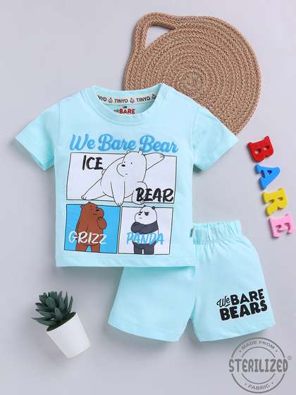YK X Tinyo Infant Boys
                    We Bare Bears Printed T-shirt with Shorts