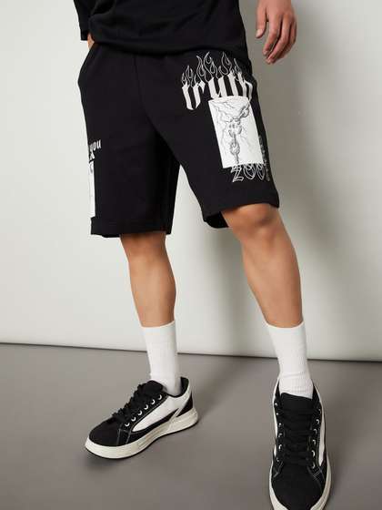 Price History of max Men Typography Printed Cotton Mid-Rise Shorts