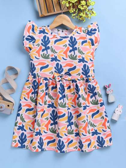 Toonyport Girls
                      Abstract Print Flutter Sleeve Fit & Flare
                      Cotton Dress