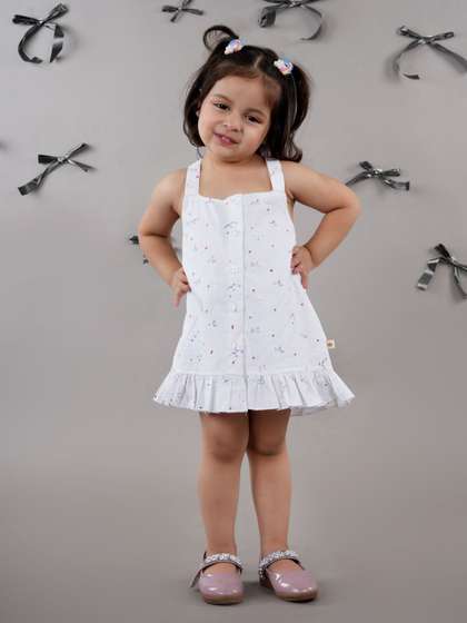 Nature Nook Kids Girls
                    Floral Printed Shoulder Straps A-Line Dress
