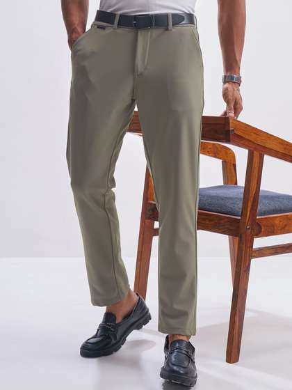 HIGHLANDER Men Slim
                        Fit Mid-Rise Formal Trousers