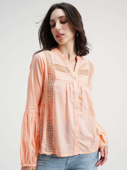 CHIC BY TOKYO
                        TALKIES Cotton Shirt Style Top With Lace
                        Details