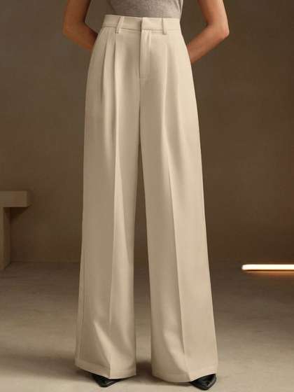 Kotty Women Relaxed
                        Straight Leg High-Rise Pleated Parallel
                        Trousers