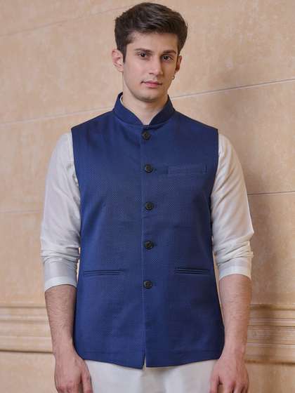 Tasva Men Woven
                          Design Nehru Jacket