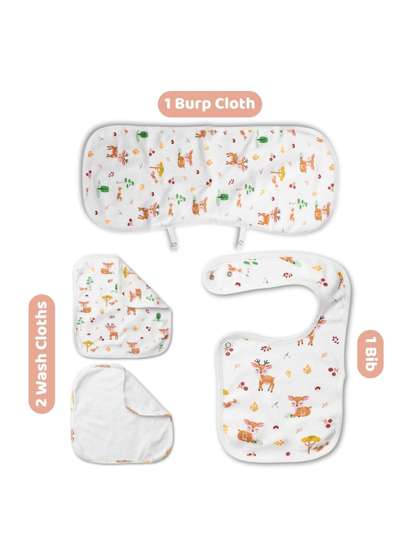 haus & kinder Kids
                    Pack Of 4 Printed Pure Cotton Bib Wash & Burp
                    Cloth