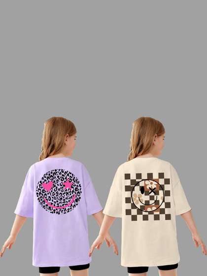 KEESOR Girls Pack Of 2
                    Printed Cotton Tshirts