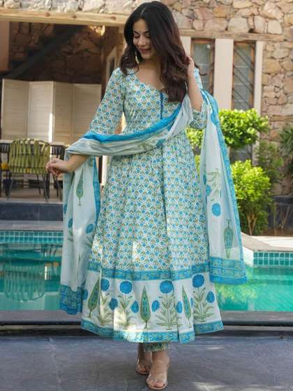 KALINI Women Floral
                        Printed Kurta with Trousers & Dupatta