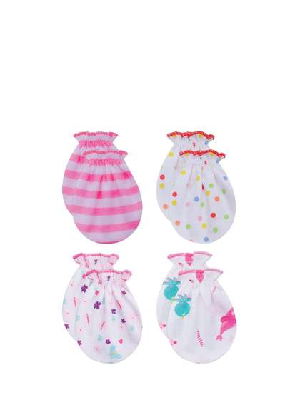 CUTEABLY Infants Pack Of
                    4 Printed Organic Cotton Mittens