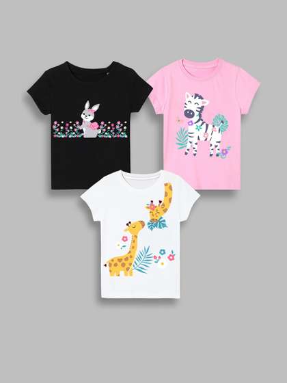 KEESOR Girls pack of 3
                      Multi Cotton Tshirts