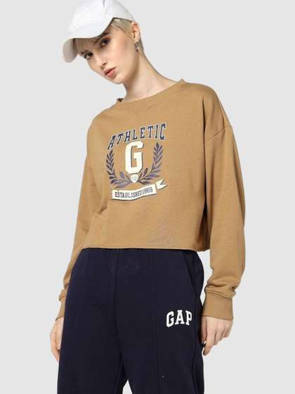 GAP Women
                        Typographic Printed Boxy Fit Round-Neck Pullover
                        Sweatshirt