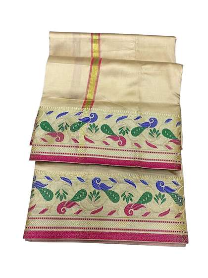RAMESHWARAM
                          FABRICS MENS SELF DRAPE SILK DHOTI SET - 4.0
                          MTR DHOTI WITH 2.0 STOLE SET