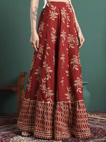 KALINI Printed
                          Flared Maxi Skirts