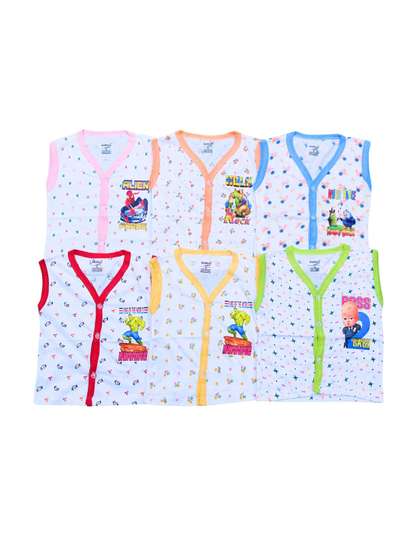 SUNUO Kids Pack Of 6
                    Printed Cotton Innerwear Vests