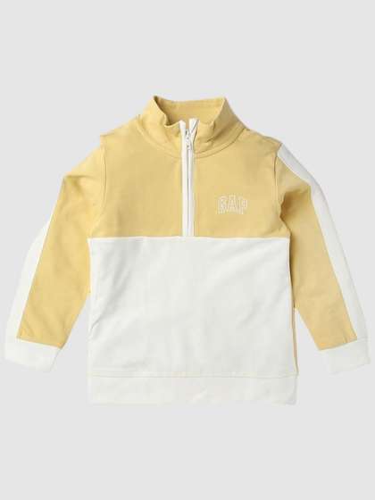 GAP Girls Color-Blocked
                    Pure Cotton Pullover Relaxed Fit Sweatshirt