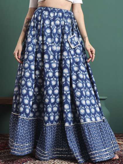 KALINI Printed
                        Flared Maxi Skirts