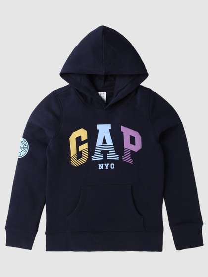 GAP Girls Brand Logo
                    Printed Relaxed-Fit Hoodie Sweatshirt