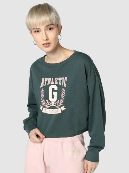 GAP Women Typographic
                      Printed Boxy Fit Pullover Sweatshirt